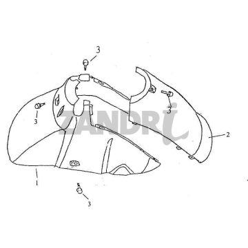 Voorspatbord BTC Grande Retro GT1 blauw creme metallic