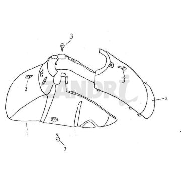 Voorspatbord BTC Grande Retro GT1 wit zwart