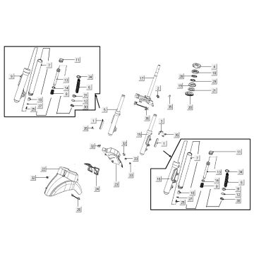 Voorvork - Balhoofdstel Kymco Like 50 Euro 4 2018→ matzwart