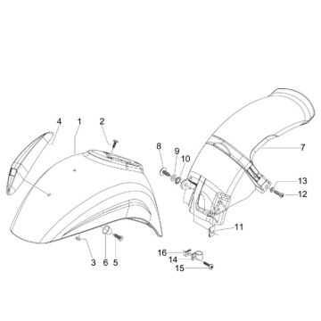 Voorspatbord Vespa S 50 4-takt 2V 25km/u zwart lucido 94