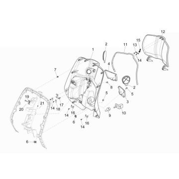 Beenschild Vespa Primavera 50 2-takt AC wit fusion 544