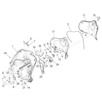 Beenschild Piaggio New Fly 4-takt 2V wit 566
