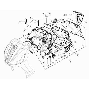 Beenschild Piaggio Beverly 125 RST 4V Euro 3 2010-2015