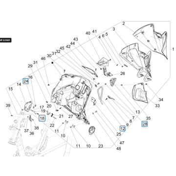 Beenschild Piaggio Medley 150 ie ABS Euro 4 2016-2020