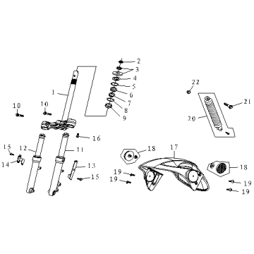 Voorvork - Balhoofdstel - Voorspatbord AGM FoX blauw mat
