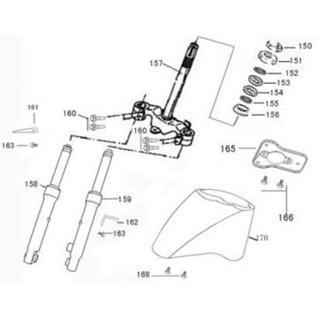 Voorvork - Balhoofdstel - Voorspatbord China Zip titanium