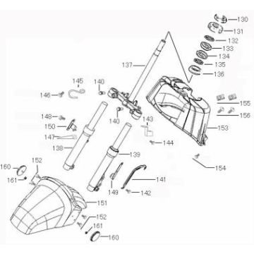 Voorvork - Balhoofdstel - Voorspatbord Benzhou ZN50QT-36 zwart