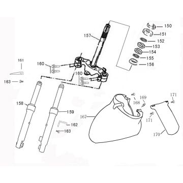 Voorvork - Balhoofdstel - Voorspatbord BTC Riva II rood