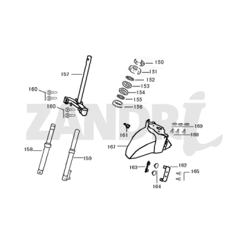 Voorvork - Balhoofdstel - Voorspatbord BTC Riva Sport flat mat antraciet