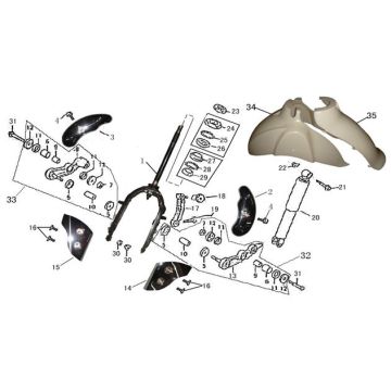 Voorvork - Balhoofdstel - Voorspatbord China LX wit