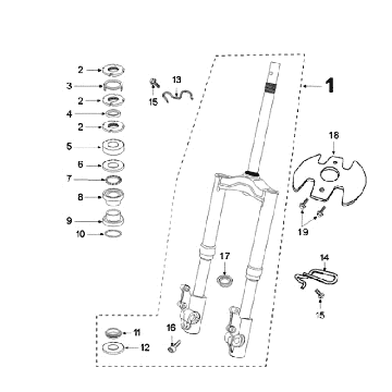 Voorvork - Balhoofdstel Peugeot Speedfight 3 50 4-takt AC Blauw