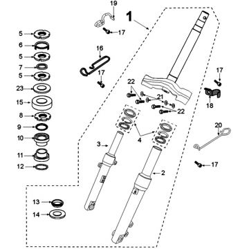 Voorvork - Balhoofdstel Peugeot Kisbee Euro 4