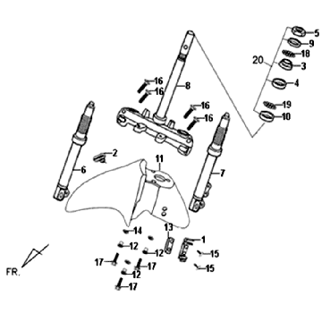 Voorvork - Balhoofdstel - Voorspatbord Sym Fiddle II (WH006) white Voorvork - Balhoofdstel - Voorspatbord Sym Fiddle II (WH006) white