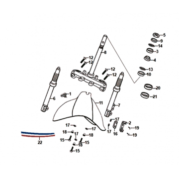 Voorvork - Balhoofdstel - Voorspatbord Sym Fiddle II Euro 4 (BR-497U) Brown
