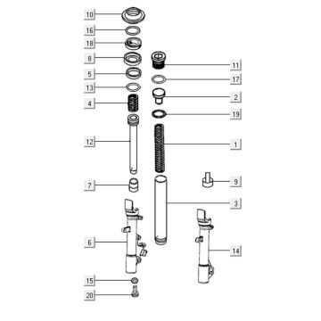 Voorvork onderdelen Kymco Downtown 300i wit