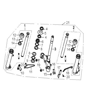 Voorvork - Balhoofdstel Generic Xor 50 2-takt 2009 wit