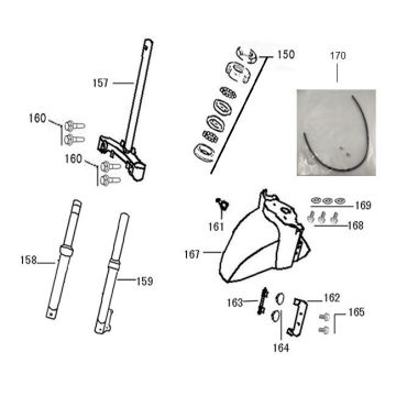 Voorvork - Kroonstuk Balhoofdstel - Voorspatbord AGM VX50i