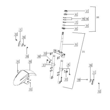Voorvork - Balhoofdstel Kymco Agility 12' 4-takt zilver