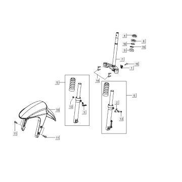 Voorvork - Balhoofdstel Kymco Vitality 50 2-takt AC pearl zilver