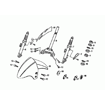 Voorvork - Balhoofdstel - Voorpatbord Sym Orbit II Euro 4 matt brown