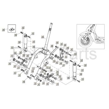 Voorvork Aprilia Mojito Custom 50 2-takt (Piaggio motor) 2004-2010