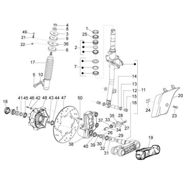 Voorvork - Balhoofdstel Vespa LX 50 2-takt AC
