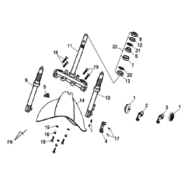 Voorvork - Balhoofdstel - Voorspatbord Sym Allo (GY010U) matt gray