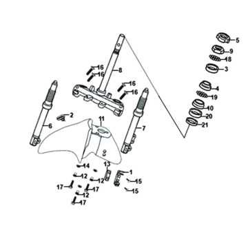 Voorvork/ voorspatbord/ balhoofdstel Sym Symphony ST 125I E4 Mat gray (GY-010U)