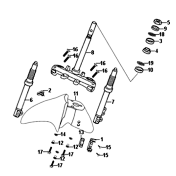 Voorvork/ voorspatbord/ balhoofdstel Sym Symphony ST 200I Black/ Silver (BK-001C/S-882S)