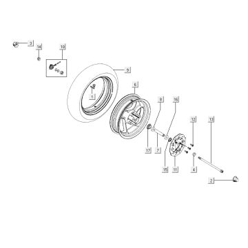 Voorwiel - Remschijf Kymco Agility RS 4-takt wit 09 Voorwiel - Remschijf Kymco Agility RS 4-takt wit 09