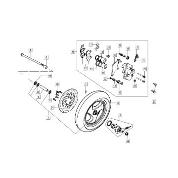 Voorwiel -  Remklauw -Remblokken - Remschijf Kymco New Dink 4-takt zwart metallic