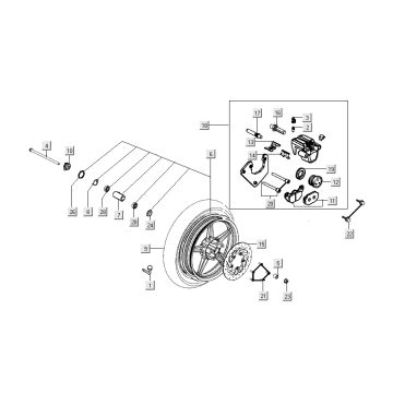Voorwiel -  Remklauw -Remblokken - Remschijf Kymco People S 50 4-takt Titanium