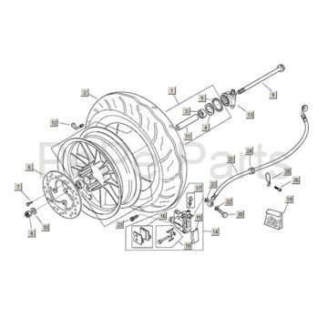 Voorwiel Aprilia Mojito Custom 50 2-takt (Piaggio motor) 2004-2010