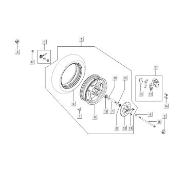 Voorwiel Kymco Agility 12' 4-takt zilver