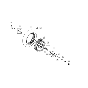 Voorwiel Kymco Agility Delivery 4-takt Euro 4 zwart