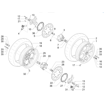 Voorwiel Piaggio MP3 350 Maxi Sport ABS Euro 4 2018-2020