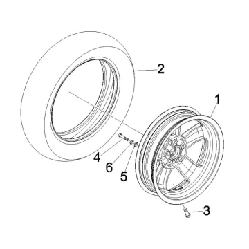 Voorwiel Vespa GTS 250 ie 2005-2016 (zonder ABS)