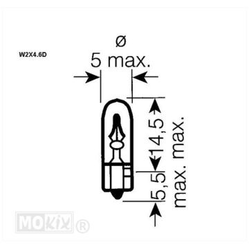 Lamp W1.2W T5 12V 1.2W-92041