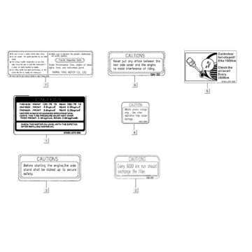 Veiligheid- en waarschuwingsstickers Kymco Xciting 400i Geel