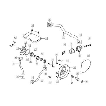Waterpomp Kymco Super9 50 2-takt LC oud model matzwart-geel
