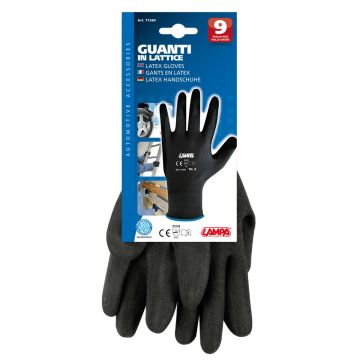 Werkplaatshandschoenen latex coated zwart Lampa met grip-coating