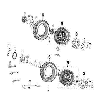 Wheels Peugeot Django 125 EFI E4 2018-2020