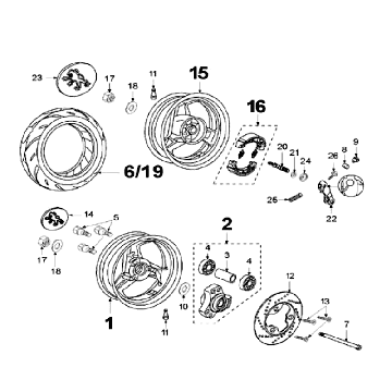 Voorwiel - Achterwiel Peugeot Speedfight 2 50 2-takt AC Zwart