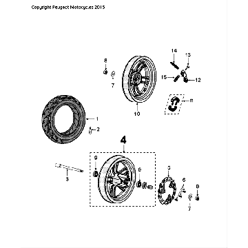 Voorwiel - Achterwiel Peugeot Speedfight 4 50 2-takt LC zwartgroen