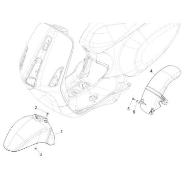 Voorspatbord Vespa Sprint mat geel 974/a