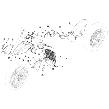Voorspatbord - Spatschermen Piaggio Beverly 350 Sport Touring Euro 3 2013-2014 wit 595