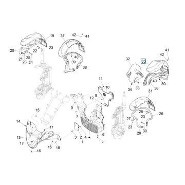 Voorspatbord - Spatschermen Piaggio MP3 300 HPE / 300 HPE Sport ABS Euro 5 2020-2022