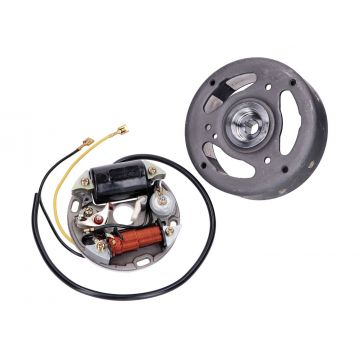 Ontstekingstator,rotor compleet met vliegwiel 6V 17W rechtsom 101 OCTANE voor Puch Maxi E50 Sachs,Hercules,Zündapp