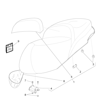 Zadel Piaggio Beverly 350 Sport Touring Euro 3 2013-2014 zwart 90/B