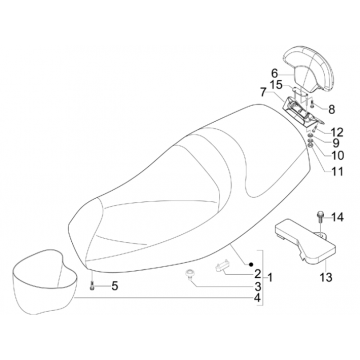 Zadel Piaggio MP3 300 LT Sport 2009-2014 grijs nevelwolk 773/B